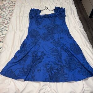 Two Palms Pacific Navy Hawaiian Long Muumuu 2X XL Vintage Cotton Aloha